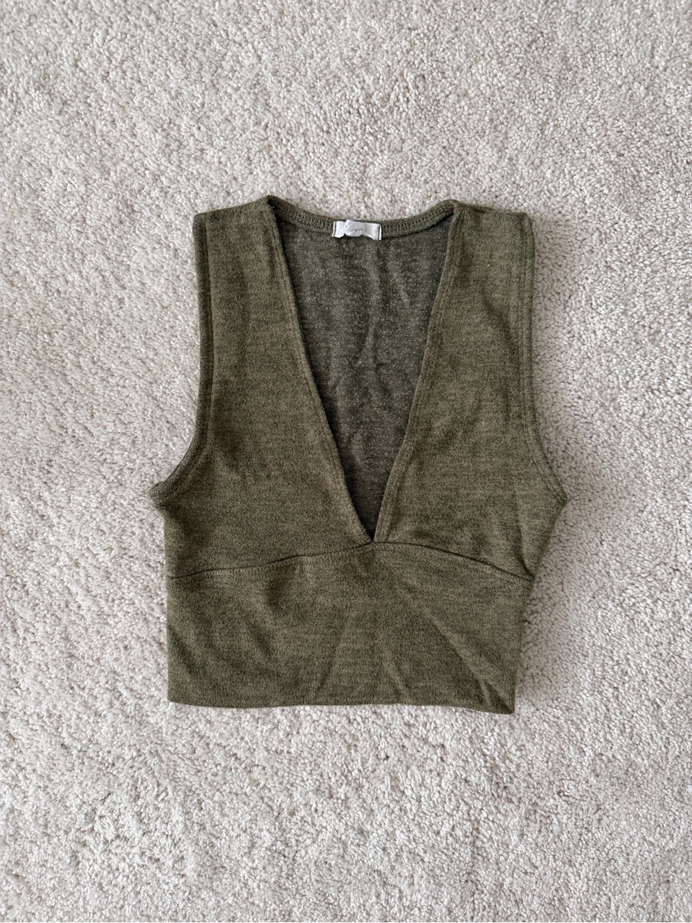 Ardene Olive Green Deep V Cropped Tank